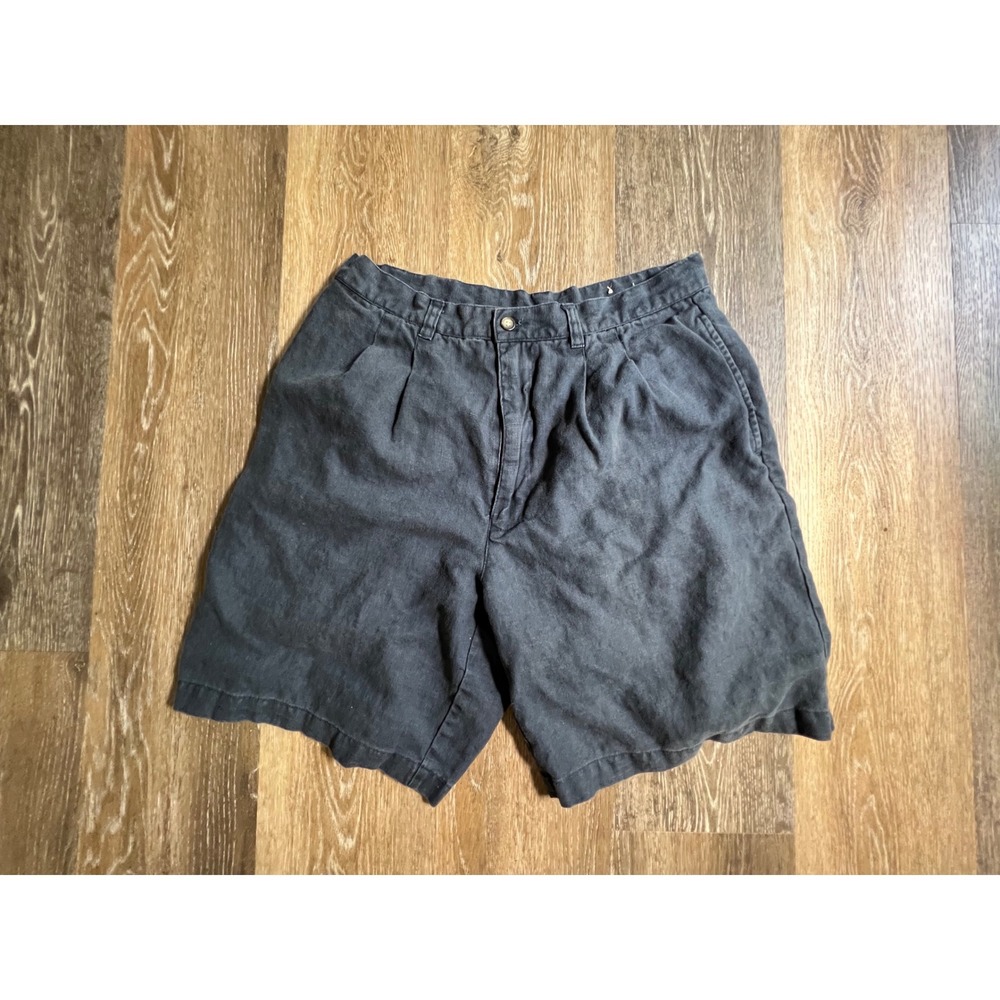 Unbranded Linen Pleated Shorts Mens 32 Gray Casual Summer Lightweight Tailored
